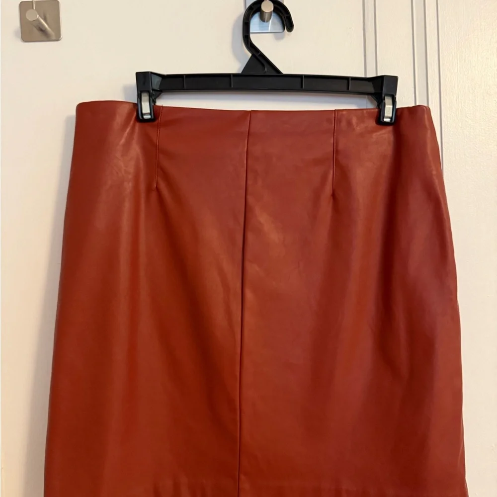 Bar III Rust pleather faux leather brown Mini Skirt